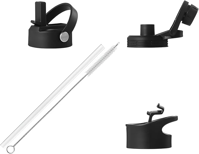 Oceania Flask 40oz Stainless Steel Sports Water Bottle | Leakproof, Hydro BPA-Free, Insulated with 3 Modern Lids, 3 Straws & 2 Straw Cleaning Brushes | Simple Camping & Hiking Bottle