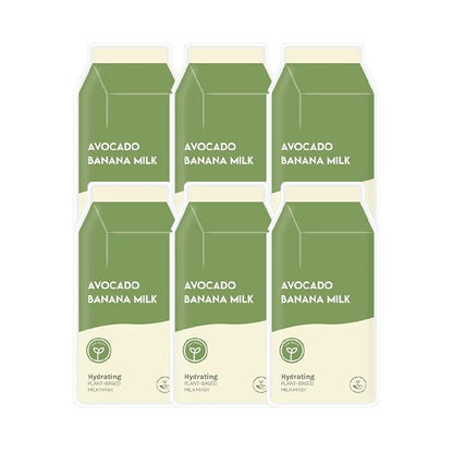 ESW Beauty Avocado Banana Milk - Hydrating Plant-Based Milk Face Mask (6-Pack) - Moisturizing with Avocado & Banana for Dry, Sensitive & Combination Skin - Deep Hydration & Suppleness