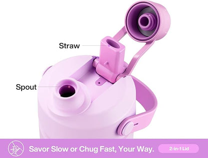 26 oz Insulated Water Bottle with 2-in-1 Straw and Spout Lid, Keep Cold 24H, Leak-Proof, Fits in Car Cup Holder, Stainless Steel Water Bottle for Sports, Trip, Gym, and School (Seashell Sonata)