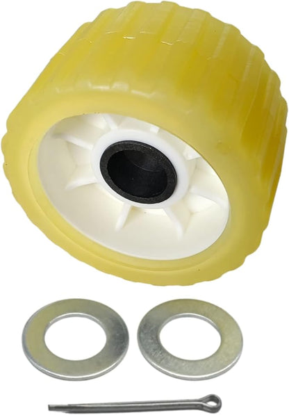3" Width x 5" OD Boat Trailer Poly Ribbed Wobble Rollers Mounting Hole Diameter 1-1/8 inch