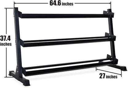 WF Athletic Supply Rubber Coated Hex Dumbbell Set, Multiple Choices Available - Dumbbells with Rack Stand and Mat, or Dumbbells Only (200/550/1200/2100/3000 LB)