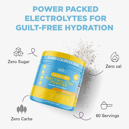 Keto Vitals Electrolytes Powder | Keto-Friendly Electrolytes with Potassium, Magnesium, Sodium, Calcium | Keto Electrolytes Supplement Energy Drink Mix | Sugar-Free, Zero Calories, Zero Carbs