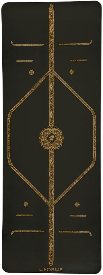 Liforme Printed Yoga Mat Collection - Free Yoga Bag Included - Patented Alignment System, Warrior-like Grip, Non-Slip, Eco-friendly, Sweat-resistant, Long, Wide and Thick for Comfort