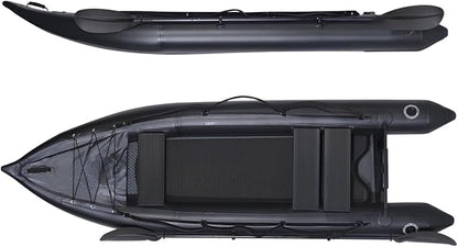 2 Person Inflatable Durable Fishing Kayak Armoured PVC Watercraft with Motor Mount Stern - 130'' x 43'' x 11.8