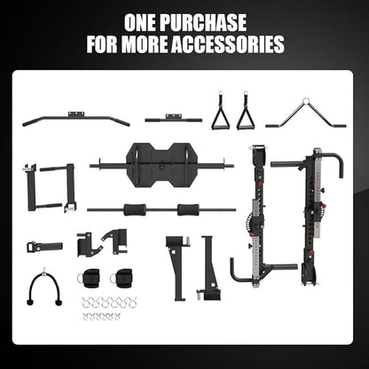 FAGUS Commercial Smithe Machine with 308lb Dual Weight Stacks, 4000LBS Power Cage Squat Rack with Lever Arm & Leg Press, Multi-Function Linear Bearing Cable Crossover Machine for Home Gym