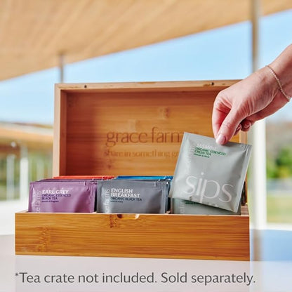 Grace Farms SETTLE Wellness Organic Tea Blend (100 Enveloped Pyramid Sachets w/ String & Tag) | Peppermint Cacao | Relaxing and Digestive Support | Fairtrade and Kosher | Filled With Antioxidants and Stress-Relieving Herbs | Gives Back 100% of Profits