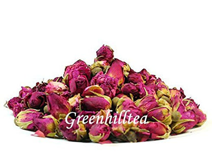 Greenhilltea Premium Dried Rose Buds Rosebud Flower Herb Loose Leaf Tea Fragrant Natural Healthy Herbal Tea 3 OZ