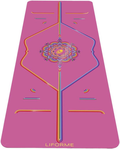 Liforme Printed Yoga Mat Collection - Free Yoga Bag Included - Patented Alignment System, Warrior-like Grip, Non-Slip, Eco-friendly, Sweat-resistant, Long, Wide and Thick for Comfort