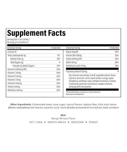 Isagenix BĒA™ Sparkling Energy Drink – Botanical Energy + Adaptogens – Mango Mimosa (12 Servings)