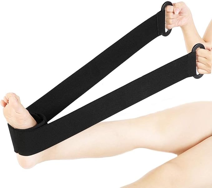 ZJchao Stretching Strap Yoga Strap, Foot Drop Fascitis Plantar Ankle Training Belt, Exercise Strap, Black, OK Cloth