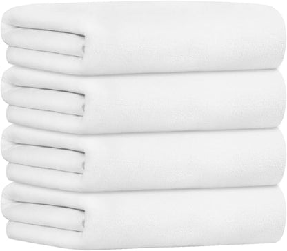 JML Microfiber Towels, Bath Towel Set - Extra Large, Soft, Absorbent, Fast Drying for Adult, Hair, Swimming, Fitness, Sport, Yoga, 4 Pack, 27" x 55", White