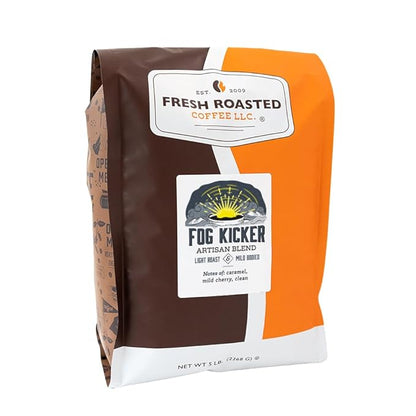 Fresh Roasted Coffee, Fog Kicker, 5 lb (80 oz), Light Roast, Kosher, Whole Bean