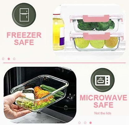 30 Pieces Glass Food Storage Containers Set, Meal Prep Containers Set with Snap Locking Lids, Airtight Glass lunch Containers, Microwave, Oven, Freezer & Dishwasher,Pink
