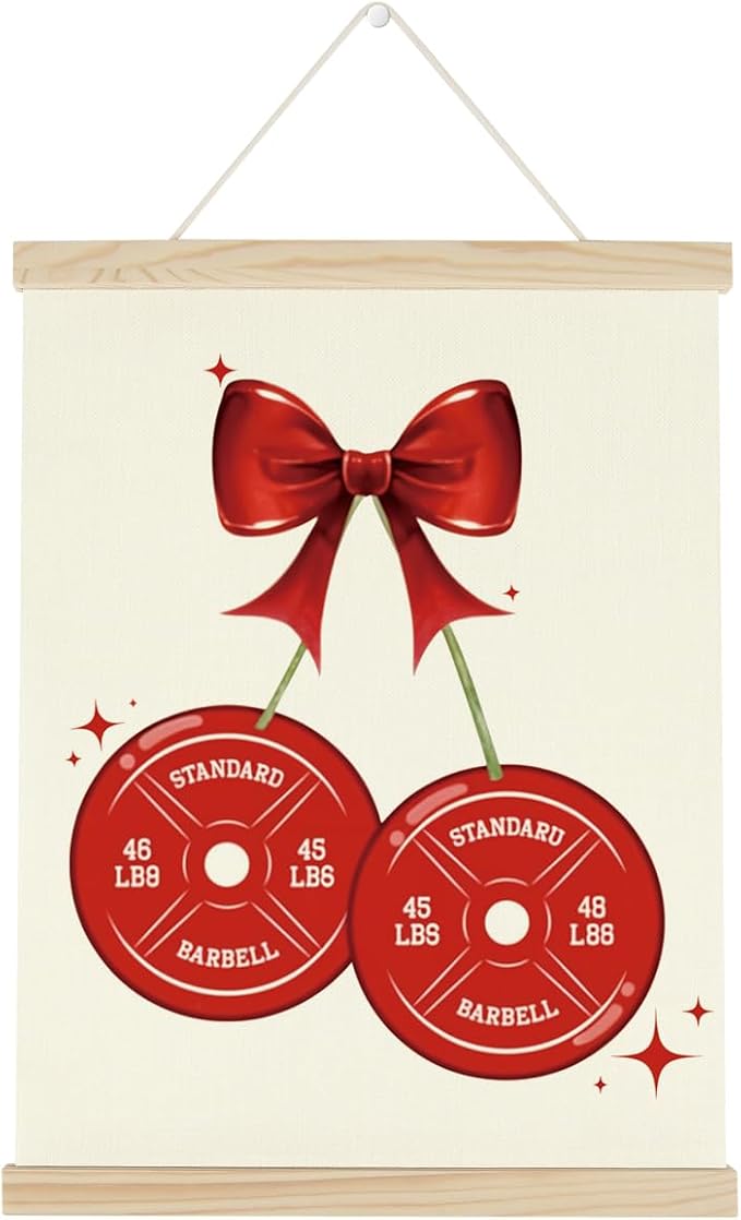 Gym Bow Dumbbell Motivational Posters College Dorm Posters Gifts for Girls Friends Gym Flag Wall Art Decor Sign for Home Gym Bedroom Office