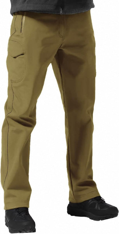 FREE SOLDIER Men's Outdoor Softshell Fleece Lined Cargo Pants Snow Ski Hiking Pants with Belt