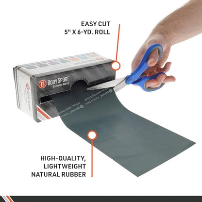 BodySport® Exercise Band, 5 in. x 6 yd. - Professional Resistance Bands for Home Fitness & Gym Exercises - Workout & Rehab Equipment