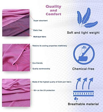 4 Pack Cooling Towels 40" x 12" - Instant Cooling Relief for Golf, Fitness, Camping, Hiking, Yoga, Pilates - Premium Quality, Portable Design