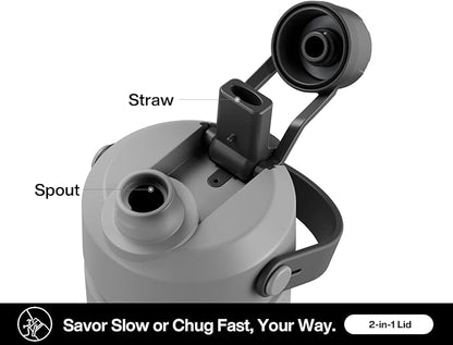 26 oz Insulated Water Bottle with 2-in-1 Straw and Spout Lid, Keep Cold 24H, Leak-Proof, Fits in Car Cup Holder, Stainless Steel Water Bottle for Sports, Travel, Gym, and School (Obsidian)