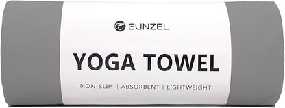 Eunzel Hot Yoga Towel Non Slip Yoga Mat Towel Non-Slip Sweat Absorbent Microfiber Towel for Hot Yoga, Pilates and Workout 72" x 26.5", Dark Grey