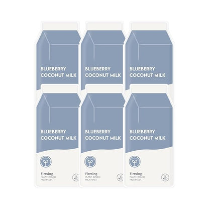 ESW Beauty Blueberry Coconut Milk - Firming Plant-Based Milk Face Mask (6-Pack) - Rejuvenating with Blueberry & Coconut for Mature Skin - Firms & Reduces Fine Lines