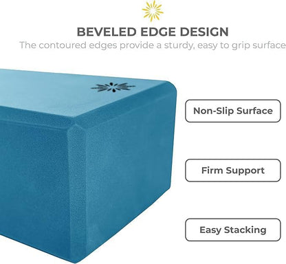 Sunshine Yoga 4" Yoga Block, 10 Pack Bulk EVA Foam Yoga Blocks, Firm and Supportive Yoga Brick, Balance Foam for Stretching, Pilates, and Workout, 4" x 6" x 9"