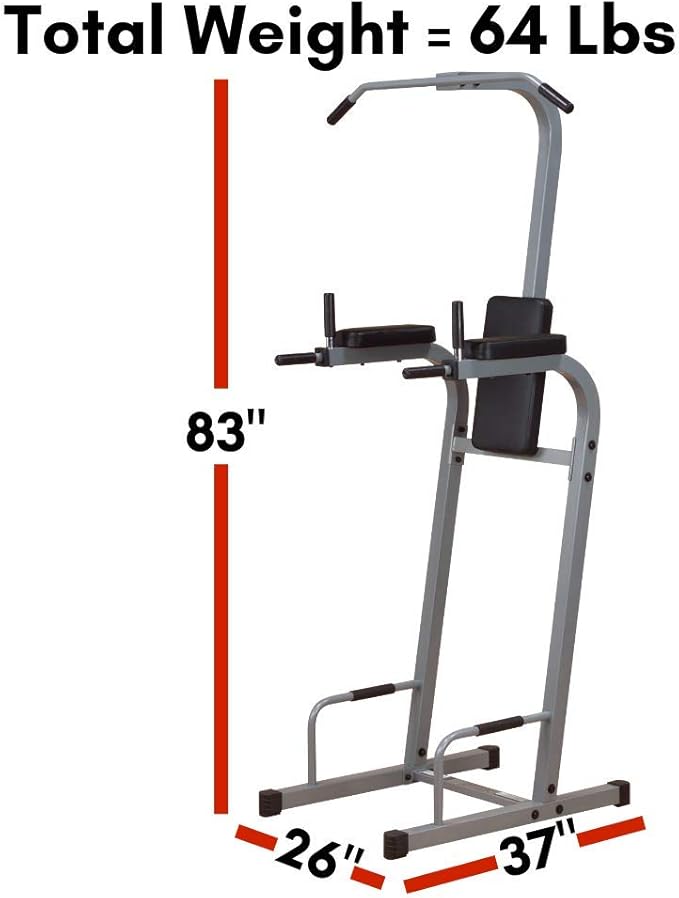 Body-Solid (PVKC83X) Multi-Function Pull Up & Dip Station with Vertical Knee Raise, Chin-Up Bar Stand, and Strength Training Dip Stands