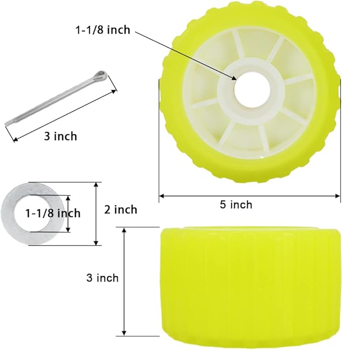3 Inch Width x 5 Inch OD Ribbed Wobble Roller Kit/Poly Ribbed Wobble Roller