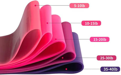 Resistance Bands Set for Women & Men – 5 Levels Latex Exercise Bands for Workout, Fitness, Home Gym, Yoga & Physical Therapy