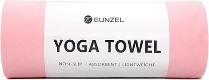 Eunzel Hot Yoga Towel Non Slip Yoga Mat Towel Non-Slip Sweat Absorbent Microfiber Towel for Hot Yoga, Pilates and Workout 72" x 26.5", Pink