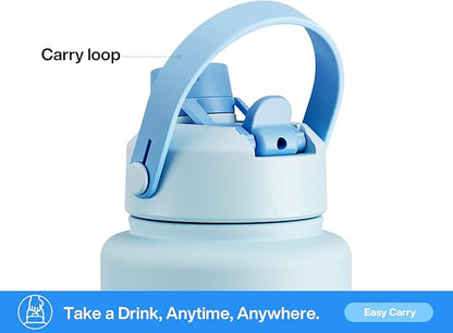 40 oz Insulated Water Bottle with 2-in-1 Straw and Spout Lid, Keep Cold 24H, Leak-Proof, BPA-Free, Double Wall Stainless Steel Water Bottle for Sports, Gym, Travel, and School (Sea Breeze)