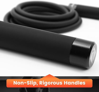 FEECCO Weighted Jump Rope - Heavy PVC Ropes with Metal Handles and Ball Bearings