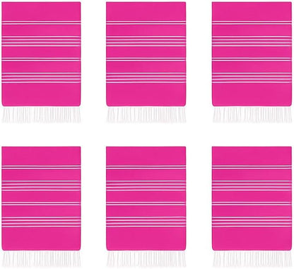 HAVLULAND 6 Packs Oversized Stripe Turkish Beach Towel 72"x40" Thin Quick Dry Sand Free Pool Bath Swim Towels Extra Large XL Clearance Blanket Adult Travel Vacation Essentials (Fuchsia)