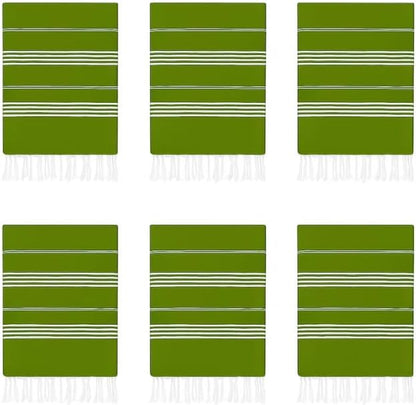HAVLULAND Turkish Beach Towels Oversized -100% Turkish Cotton Super Soft Lightweight - Absorbent and Quick Drying Bath Towel - Sand Free Beach Towel - Turkish Towels for Adults (Olive Green, 6 Pack)