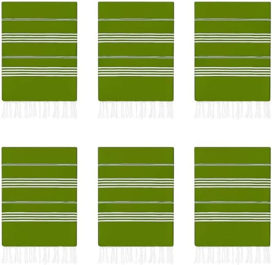 HAVLULAND Turkish Beach Towels Oversized -100% Turkish Cotton Super Soft Lightweight - Absorbent and Quick Drying Bath Towel - Sand Free Beach Towel - Turkish Towels for Adults (Olive Green, 6 Pack)
