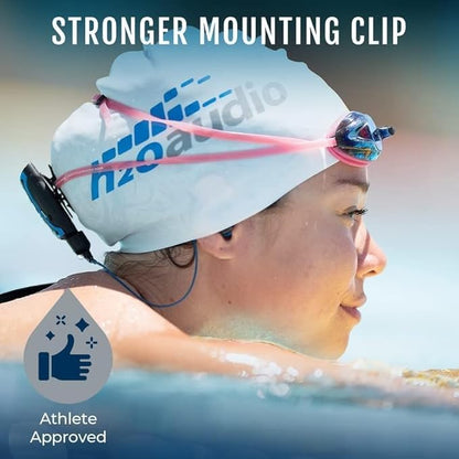 H2O Audio Stream 3 PRO and Surge S+ Earbuds - Underwater Streaming Music Waterproof MP3 Player for Swimming with Bluetooth and Short Cord Underwater Headphones with Superior Sound Quality (Blue)