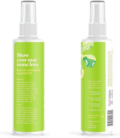 ASUTRA Yoga Mat Cleaner Spray (Mindful Lemongrass), 4 fl oz - No Slippery Residue, Organic Essential Oils Deep-Cleansing for Fitness Gear & Gym Equipment, Microfiber Towel Included