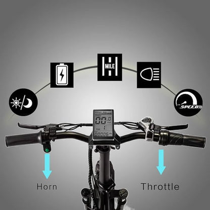 Fat Tire Folding Electric Bike, 48V & 624Wh Lithium Removable Battery, Peak 1100W Brushless Motor, Max Speed 28Mph, M5 Large LCD Display, Suspension, Step-Over/Thru Frame