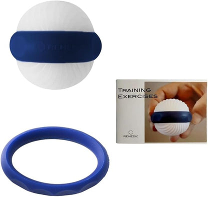 Hand & Finger Exerciser – Grip Strengthener with 2 Resistance Rings & Training Manual with 30+ Exercises – Strengthens Hand Muscles, Joints & Tendons for Rehab, Therapy & Training