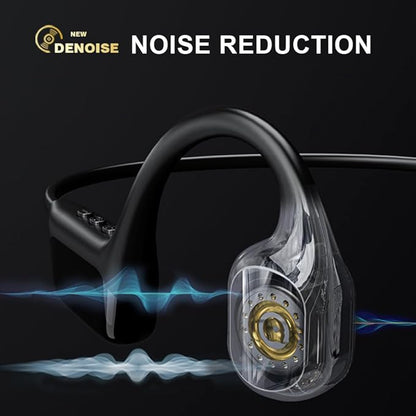 IHAO Swimming Headphones True Bone Conduction Open Ear Headset MP3 Player Built-in 32G Memory IP68 Underwater Waterproof Stereo Bluetooth Earphone for Driving Bicycling Running Skiing-S10 Black