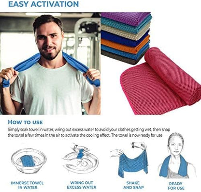 4 Packs Cooling Towel (40 x 12), Ice Towel, Microfiber, Soft Breathable Chilly Towel Stay Cool for Yoga, Workout, Sport, Gym, Camping, Fitness, Running, Workout & More Activities - Multicolor