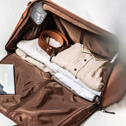 Halfday Convertible 2-in-1 Garment Duffel Weekender Bag 45L | Wrinkle-Free Travel, Hanging Suit Compartment, Shoe Pockets, Trolley Sleeve. Durable & Water-Resistant Carry-On, Terracotta