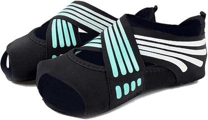 ABIRAM Yoga Socks Toeless Non-Slip Grips & Straps, for Pilates, Barre, Ballet, Bikram, Workout for Women