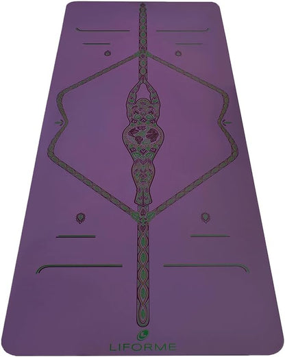 Liforme Printed Yoga Mat Collection - Free Yoga Bag Included - Patented Alignment System, Warrior-like Grip, Non-Slip, Eco-friendly, Sweat-resistant, Long, Wide and Thick for Comfort