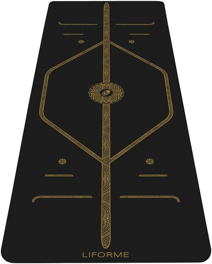 Liforme Printed Yoga Mat Collection - Free Yoga Bag Included - Patented Alignment System, Warrior-like Grip, Non-Slip, Eco-friendly, Sweat-resistant, Long, Wide and Thick for Comfort