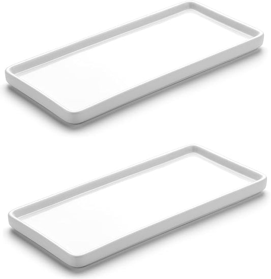 2 Pack 8" Ceramic Rectangular Vanity Trays 2