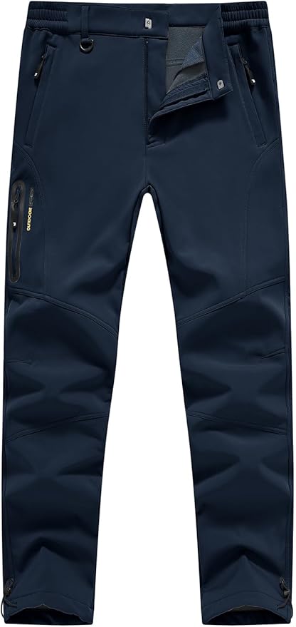 Rdruko Men's Snow Pants Waterproof Insulated Winter Hiking Pants Snowboard Fleece Lined Softshell Ski Pants