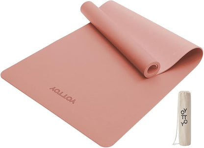 YOTTOY Yoga Mat,Non-Slip Hot Yoga Mat with Anti-Tear Design and Friendly Natural Rubber Mat with Strap and Bag