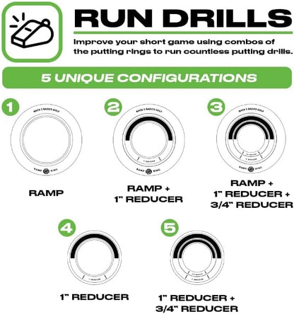 3-Piece Putting Ring Set, Putting Green Indoor Ramp Ring & Hole Reducers for Ultimate Precision Golf Practice, Usabe for Indoor Golf Hitting Mat & Putting Green Outdoor, Golfing Gifts for Men & Women