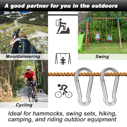 200 PCS 2'' Spring Snap Hook Carabiner, M5 3/16 Inch Galvanized Silver Steel Small Carabiner Clip, 220LBS Holding Capacity Quick Link Clip Keychain for Hammock Dog Leash & Camping Gym