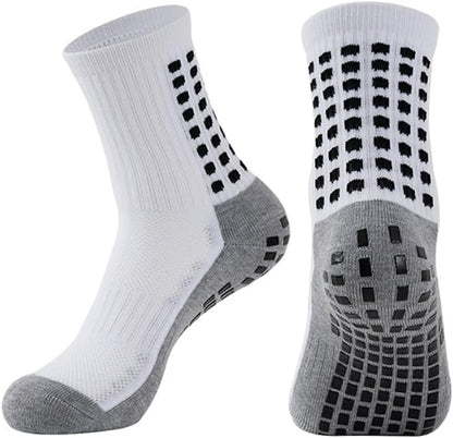 2 Set Anti-Slip Grip Soccer Socks with Shin Guard Sleeves, Sports Athletic Socks for Men Women